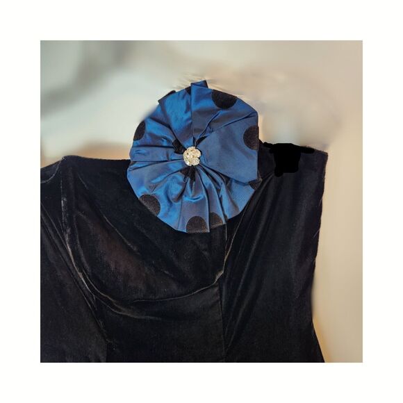 Vtg 80s ROBERTA USA Women’s S 4 Jrs 5/6 Polka Dot Velvet Taffeta Dress - Picture 7 of 10